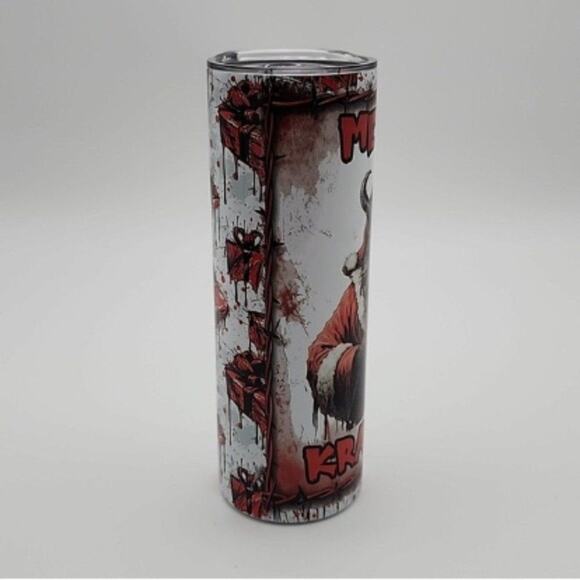 Merry Krampus Tumbler With Lid & Straw 20 oz Dark Christmas Naughty Child Horror - Picture 3 of 9